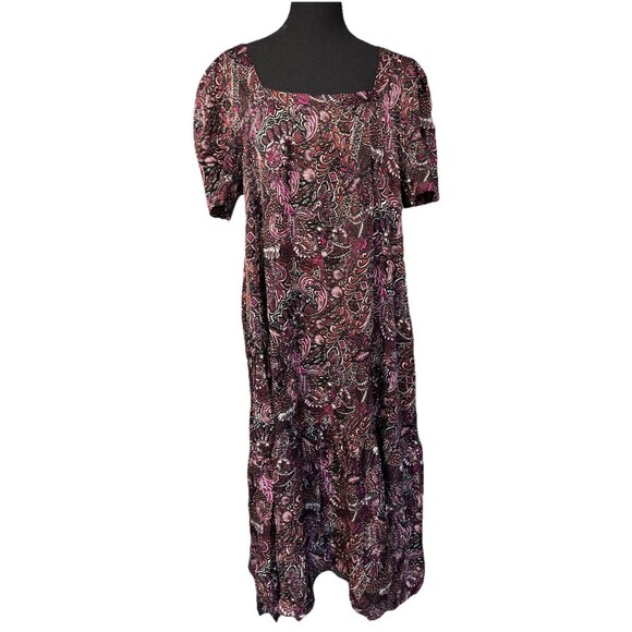 Anthropologie Maeve Maxi Dress Lisabetta Womens PM Square Neck Bohemian retro - Picture 1 of 10